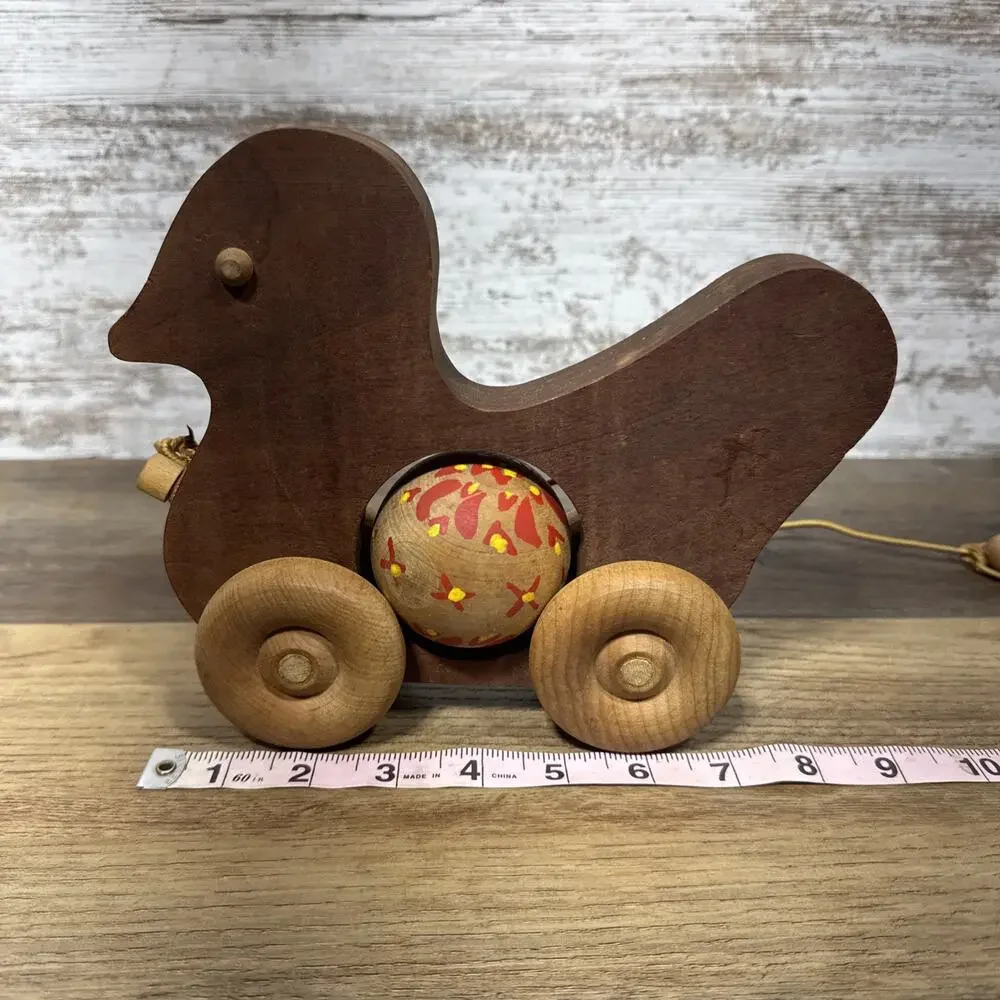 Wooden bird Duck Hand painted pull toy